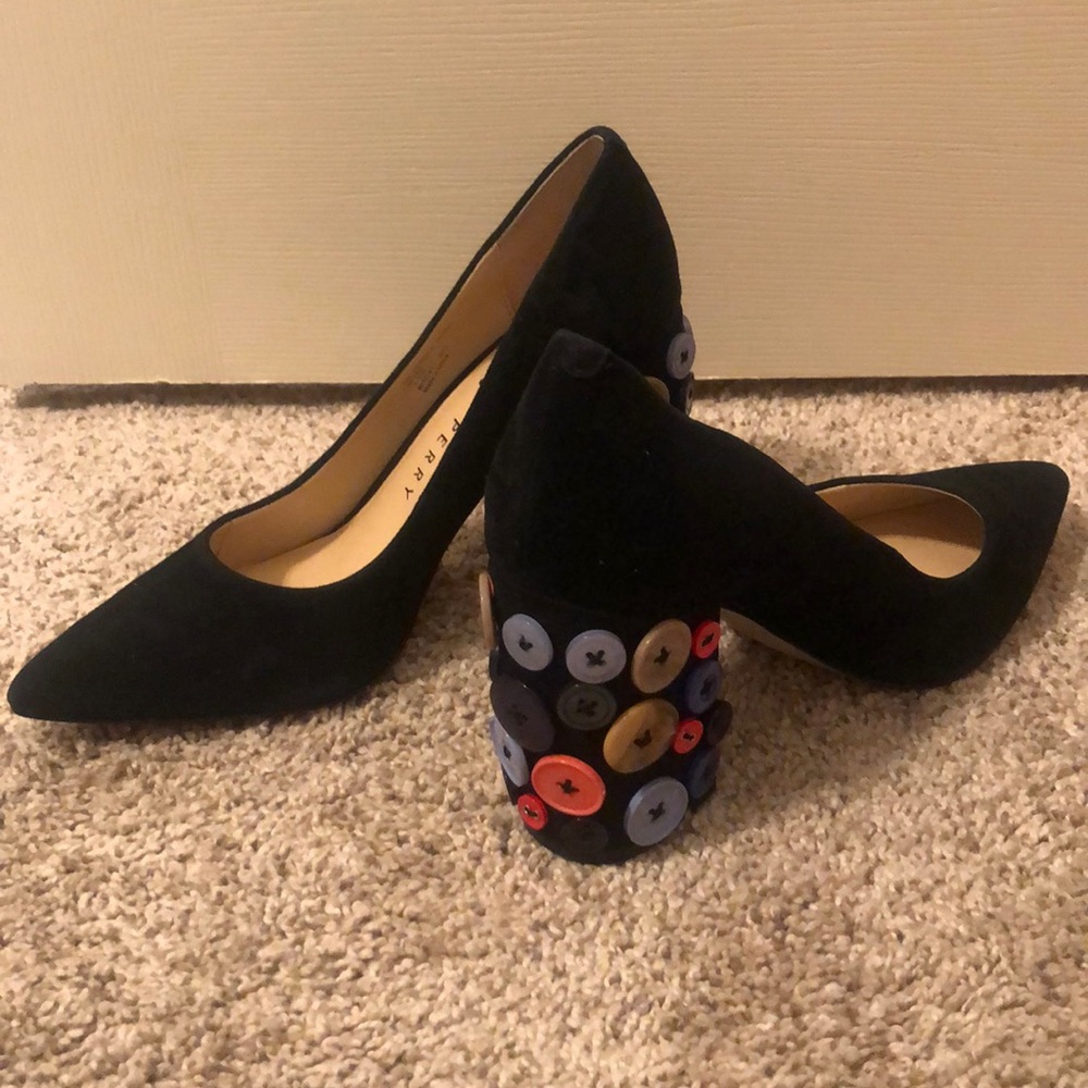 Katy Perry Black Suede Button Heels - image 2